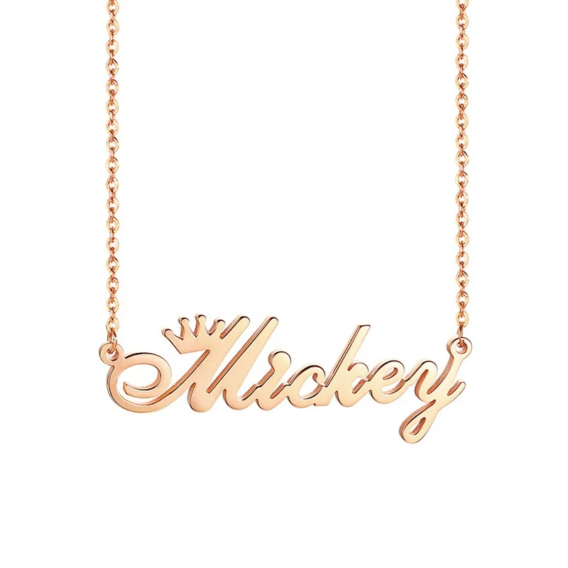 Wholesale Diy Jewelry 14k 18k 24k Personalised Letter Pendant Silver Custom Stainless Steel Gold Name Plate Necklace