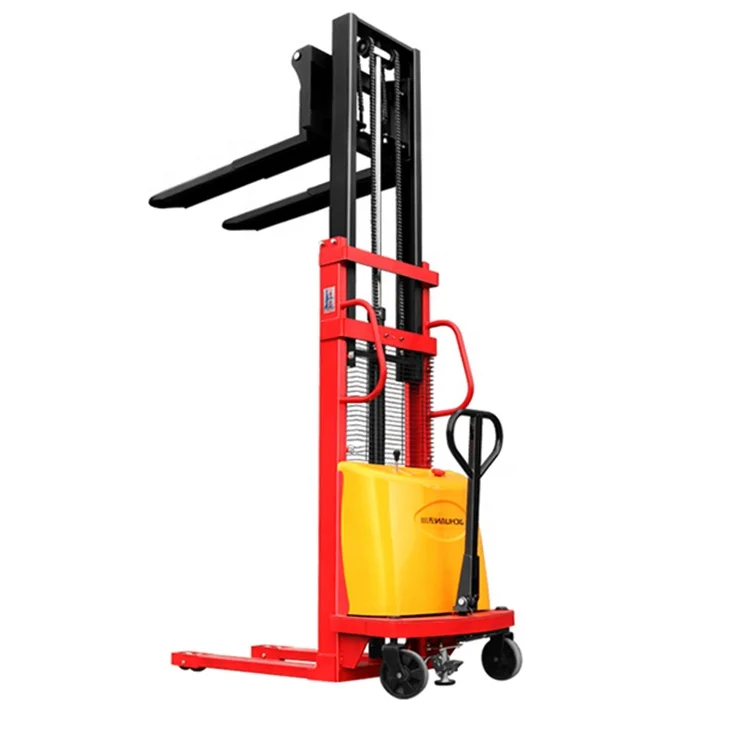 Semi-Electric Pallet Stacker load 1Ton Forklift semi electric Pallet Truck lifting up 1.6-4.5 m chinese factory popular item