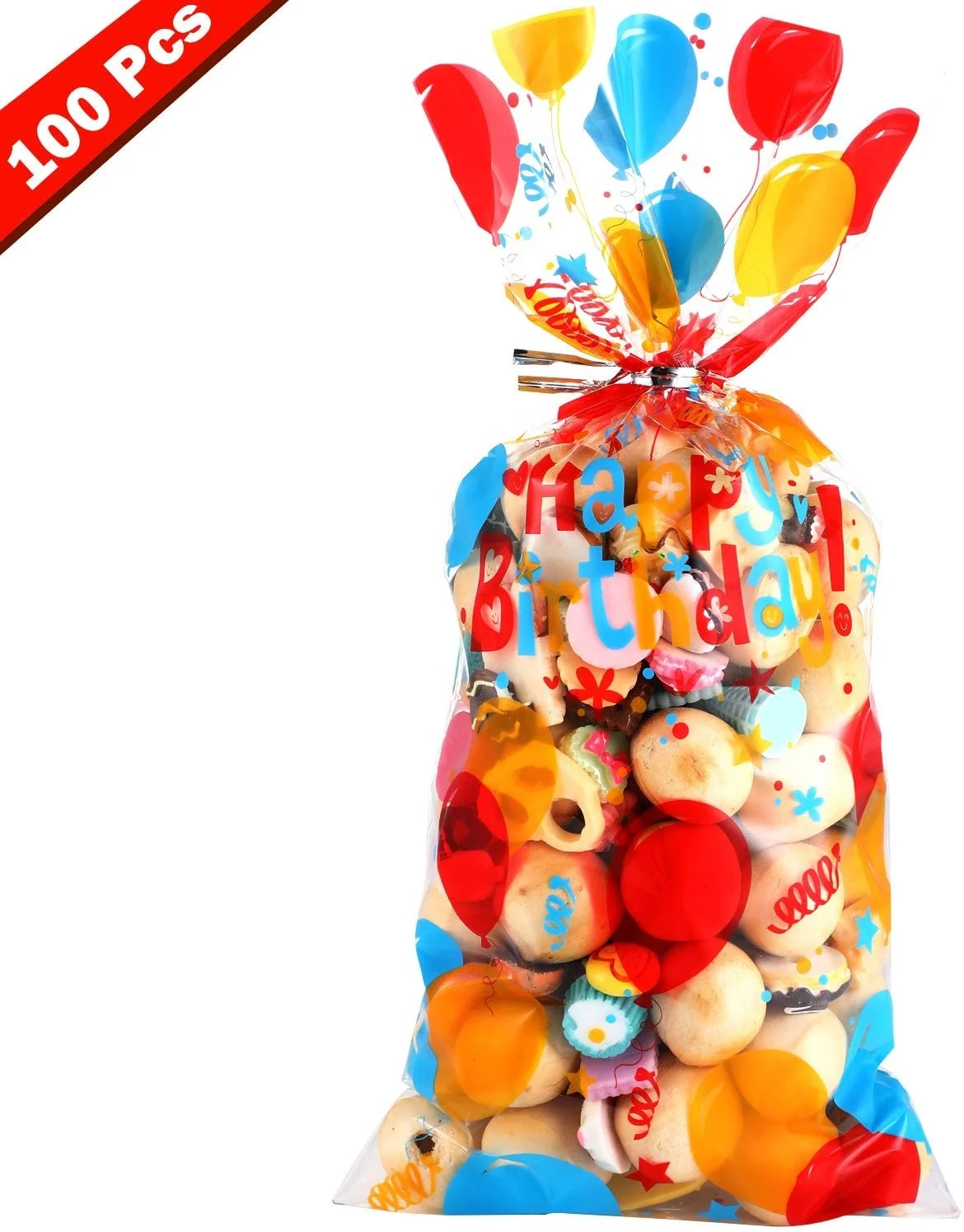 Happy Birthday Party Cellophane Bag Candy Gift Packing Plastic Cello Treat Bags With Twist Ties