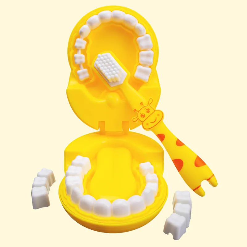 Cute Giraffe Modeling Dental Doctor Toys Role-playing Games Set Tooth Brush Pretend Play Hospital Kids Toys for Children Gifts