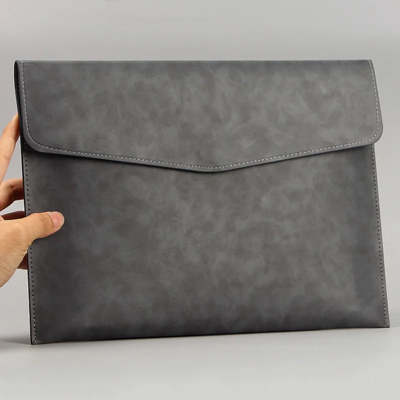 A4 Paper Document Holder Large Capacity PU Leather File Bag Durable Office Document Organizer Briefcase