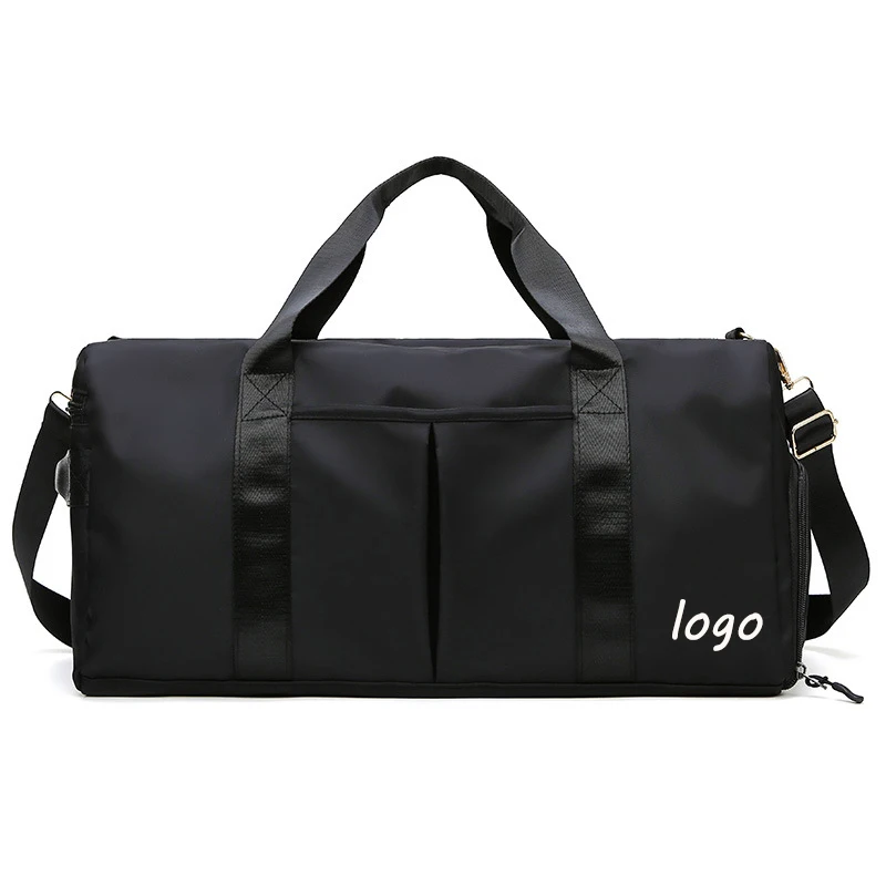 MOQ 10 pcs Customized Logo Duffel Bag Travel Duffle Weekender Shoulder Bags Gym Tote Bag with Shoe Compartment