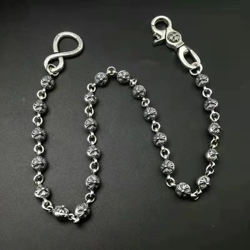 Wholesale Ch Cross flower ball buckle waist pants chain, personalized retro European and American bag  thick hanging chain
