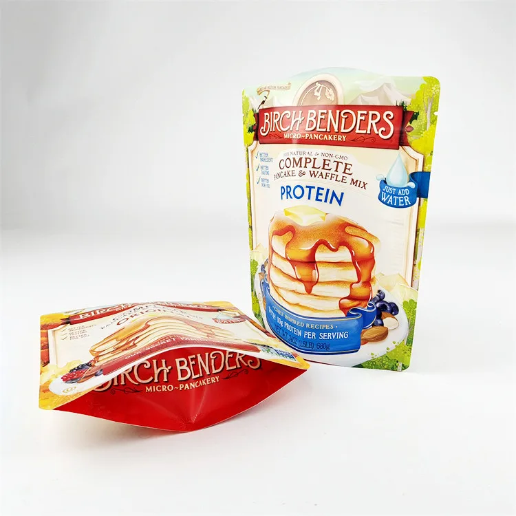 Custom Moisture Proof Plastic Stand Up Doypack Bag For Dried Fruit Pancake Waffle Mix Protein DoyPack With Zipper Package