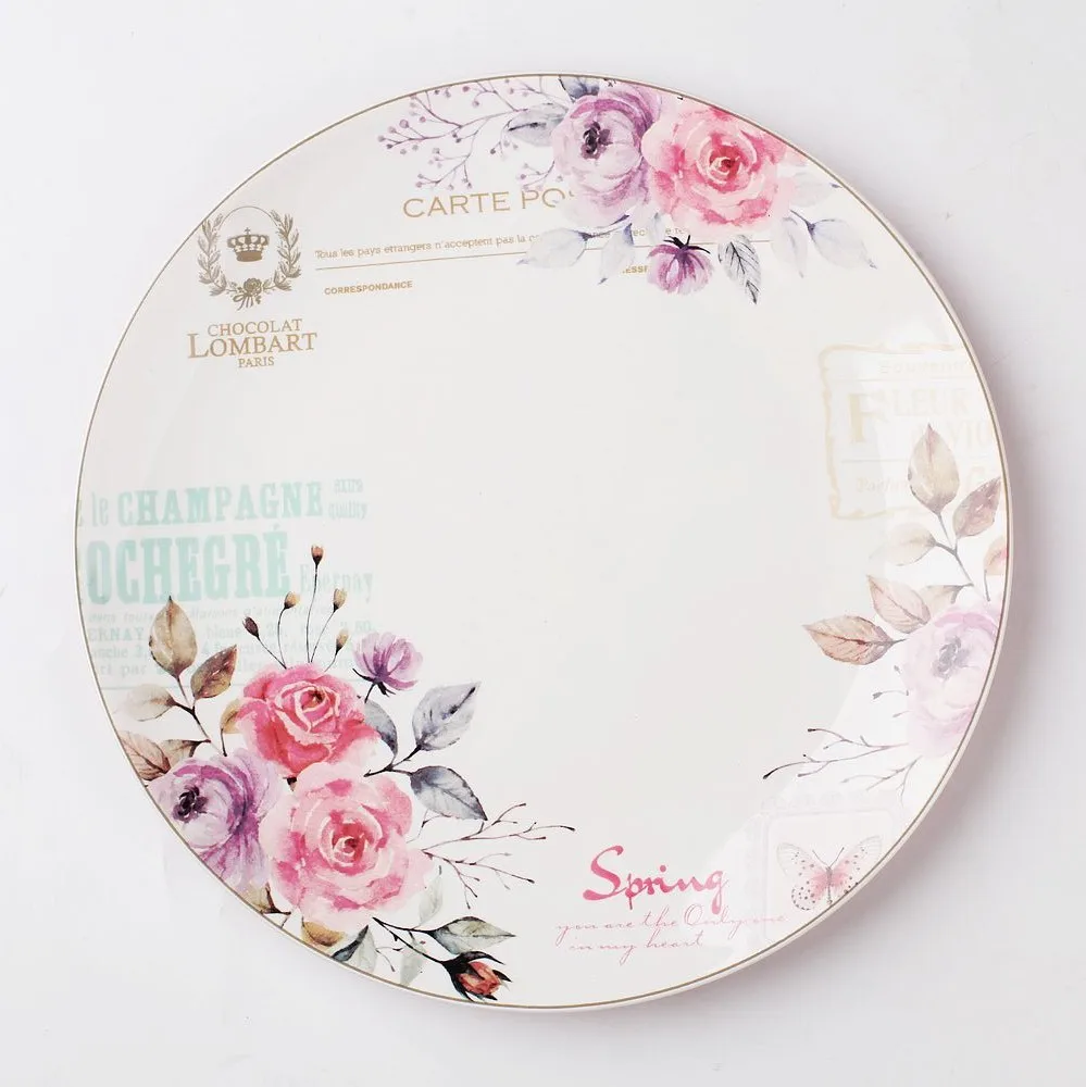 Europe modern style on-glaze decal porcelain dishes ceramic plates