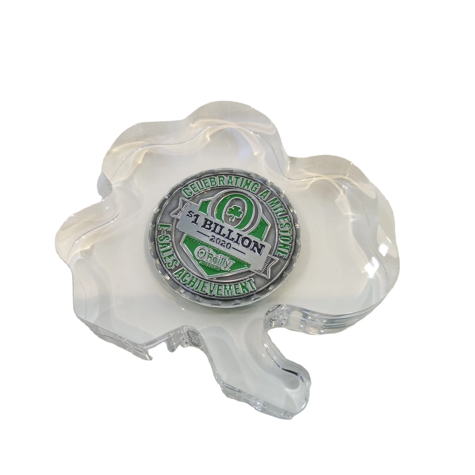 Factory customized qualified acrylic trophy award with built-in logo sign for commemorable medal