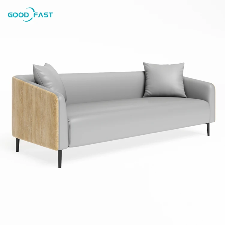 Simple Design Office Sofa Set Conference Office Sofas Manufacturers Office Waiting Leather Sofa With Wood Grain Leg