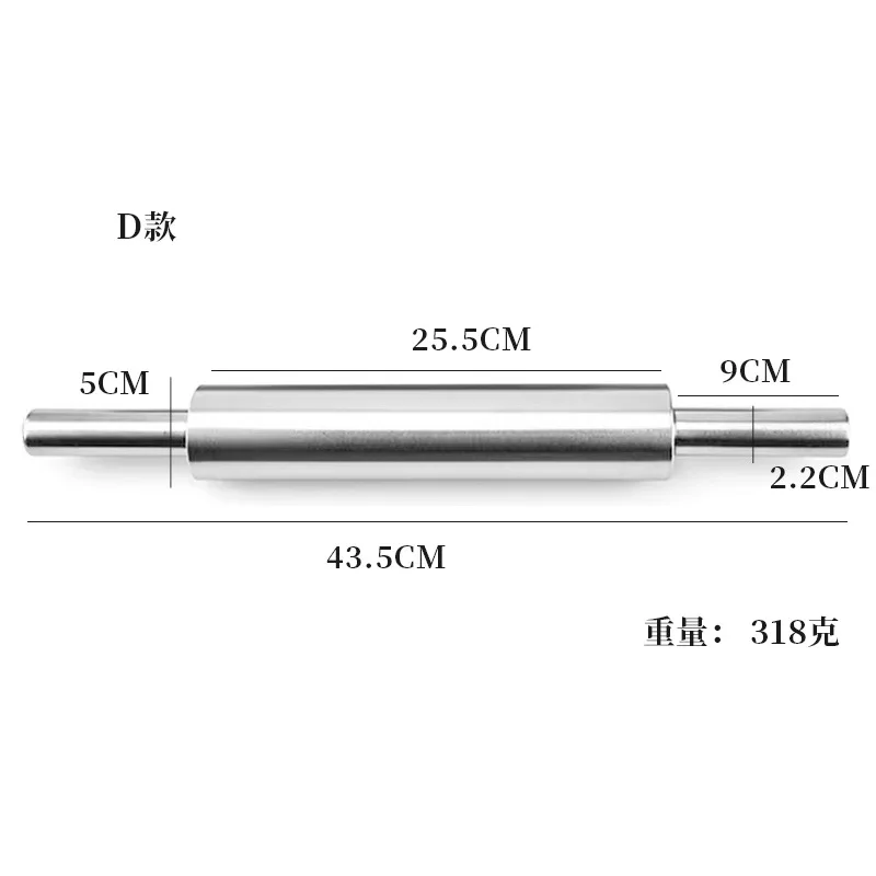 Baking Cookie Pizza Fondant Pie Crust Dough Pastry Stainless Steel Smooth Light Weight Non-Stick Roller Rolling Pin