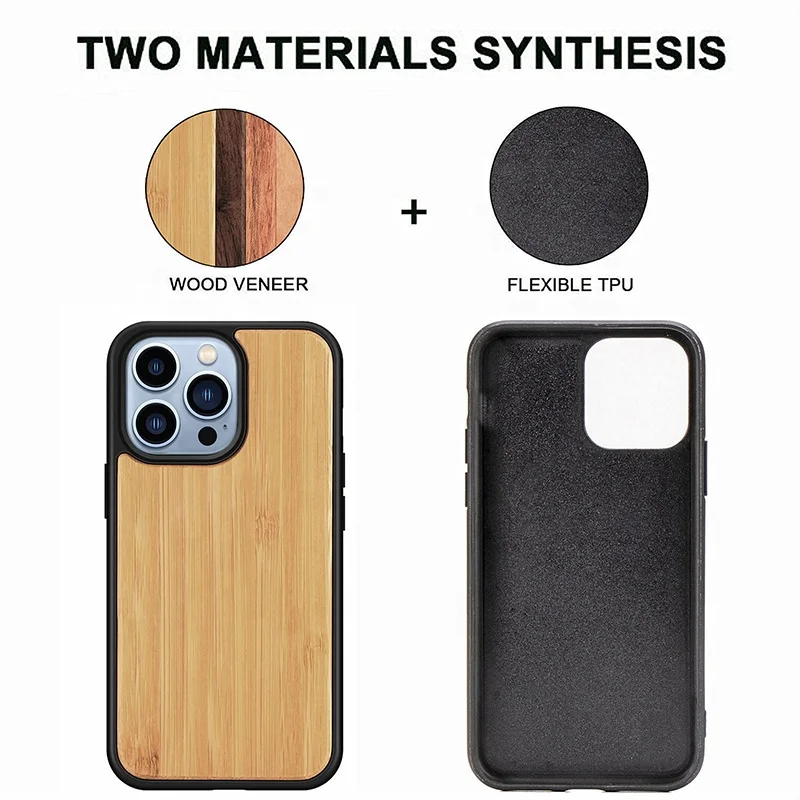 Custom engravable blank Natural Wood Layer clear TPU wood phone case cover for iphone 13 pro