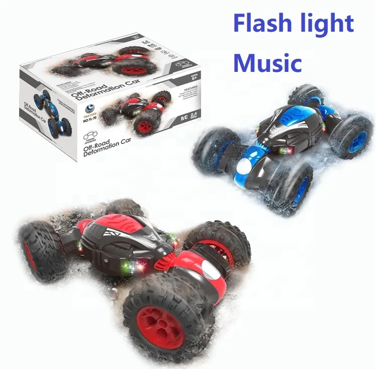 2.4G remote control car rc drift stunt off-road deformation rc car toys with flashing light music