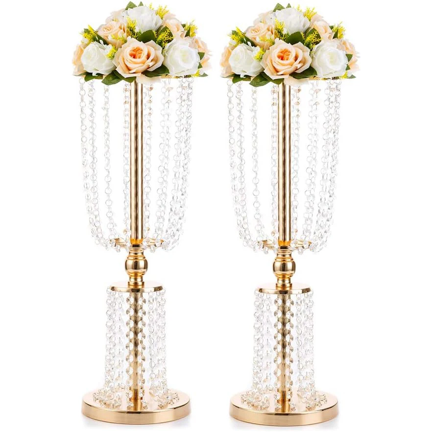 Золотые вазы для центральных элементов высокая Хрустальная металлическая ваза подставка цветов свадебная Центральная люстра