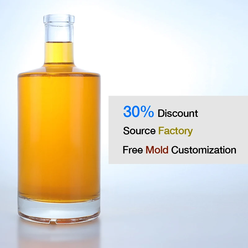 Bestseller 750ml round Glass Bottles with Cork Stopper Thick Sole Curved Shoulders Empty Fill for Rum Tequila-Premium Quality