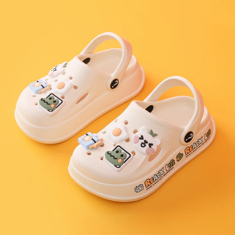 Cartoon Crocodile Open Toe Non-Slip Home Bathroom Shoes Baby Kids Flats Footwear Boy Shark Sandals Slides Slippers