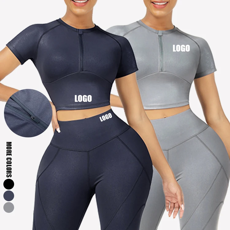 
2021 Top Selling Two Piece Women Workout Set Crop Top Yoga Leggings Short Set sportwear fitness Clothing 