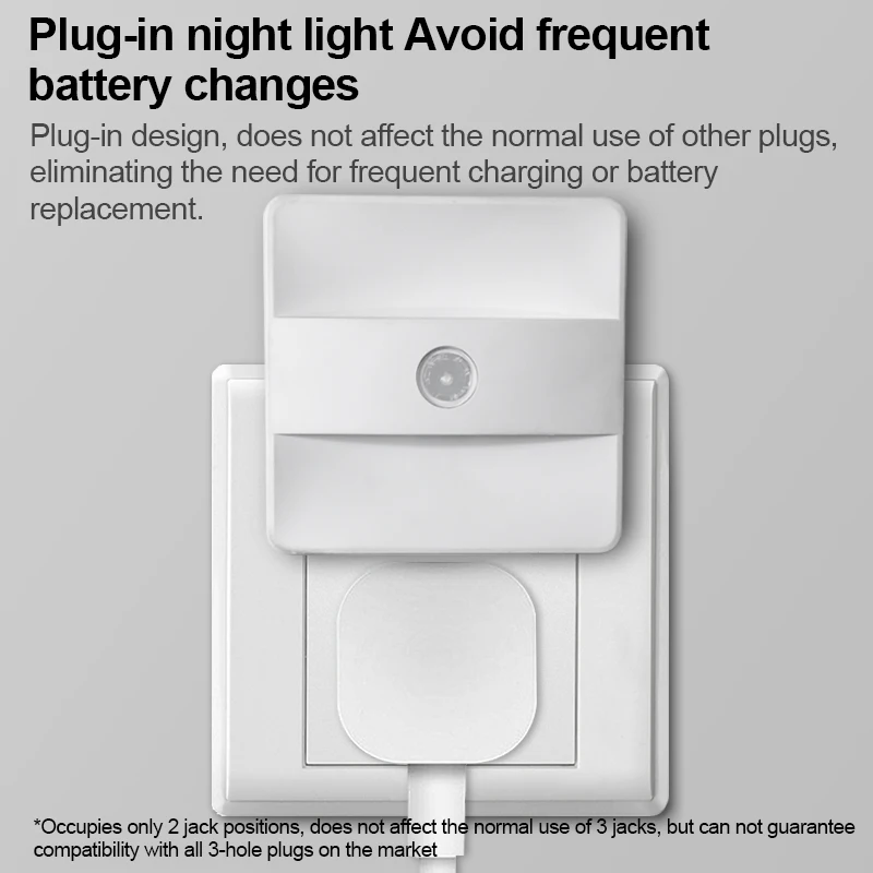 US Plug in Wall Socket  Motion Sensor Night Light AC160V 0.4W Automatically Light on PIR Motion detector Light