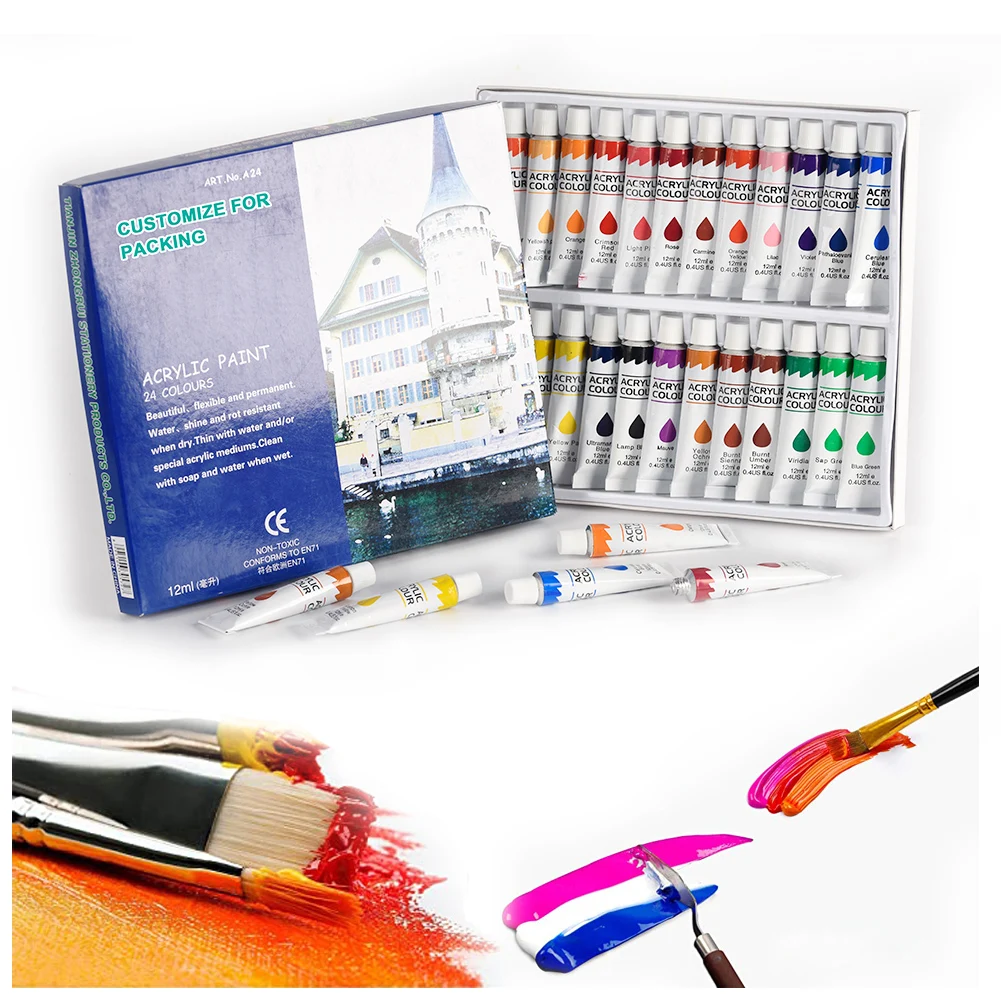 Hot sale safe and non-toxic 18colors 12ml tubes acrylic paint set for kids and students