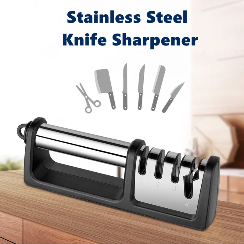 
4 stage knife sharpener knife &scissor stainless steel sharpener ceramic rod diamond sharpener 