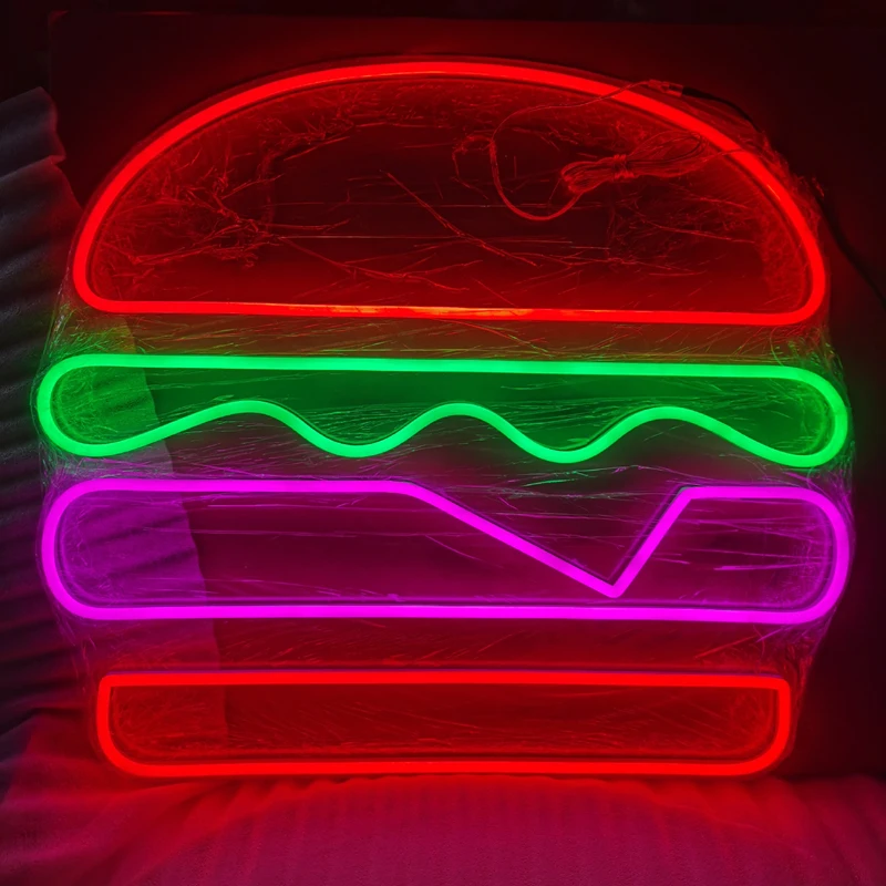 Custom made led flex neon letters Burger led neon sign hamburger sign neon light signs