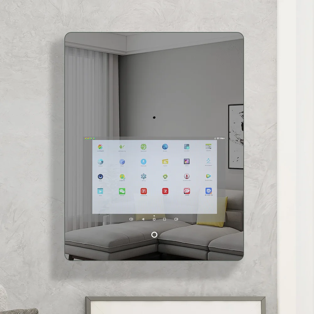 
China made best quality HD smart touch screen wall mounted led magic mirror with advertising TV 