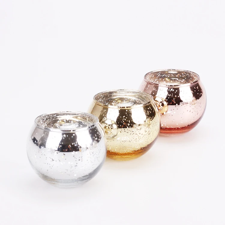 Wholesale colorful electric dot handmade glass round ball candle cup