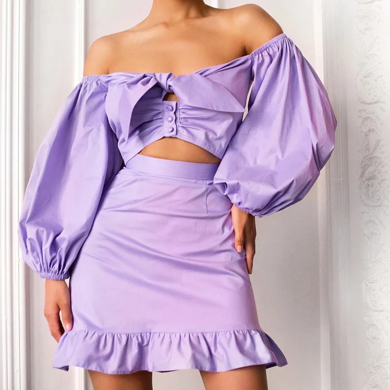 
Fall clothing for women must buy fashion women sexy ladies ruffle sleeve crop top factory low price tube tops for parties 