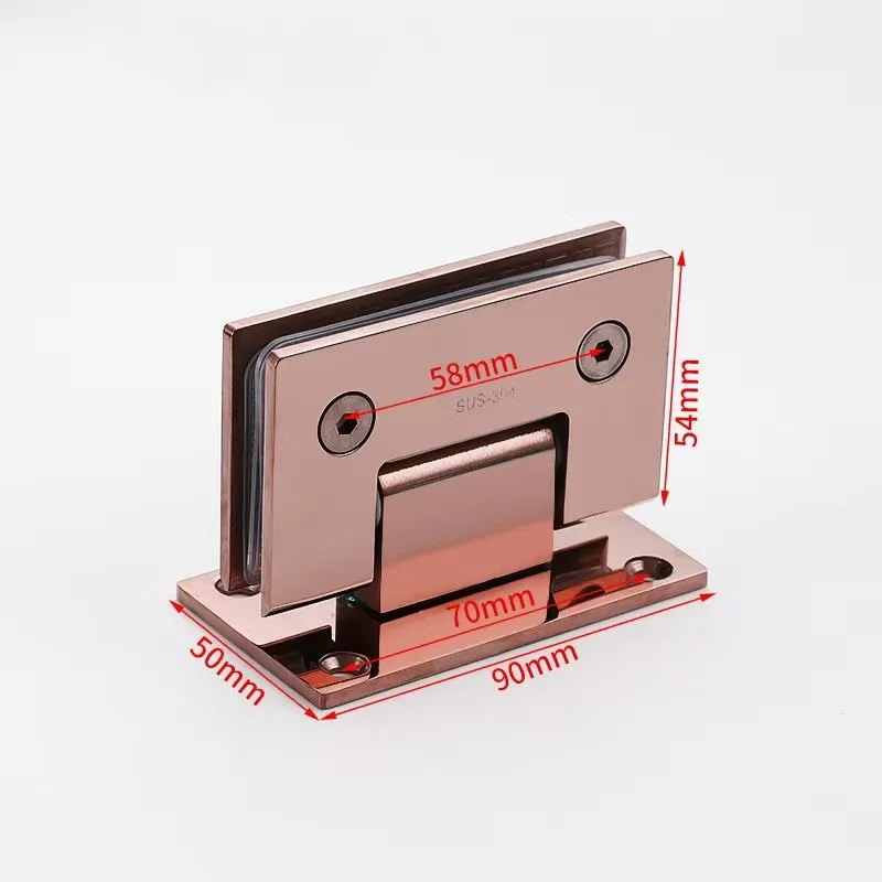 Wholesale Glass To Glass Wall to Glass Shower Hinge Fast delivery Rose Polished 90 degrree Shower door Hinge For Hotel Bathroom