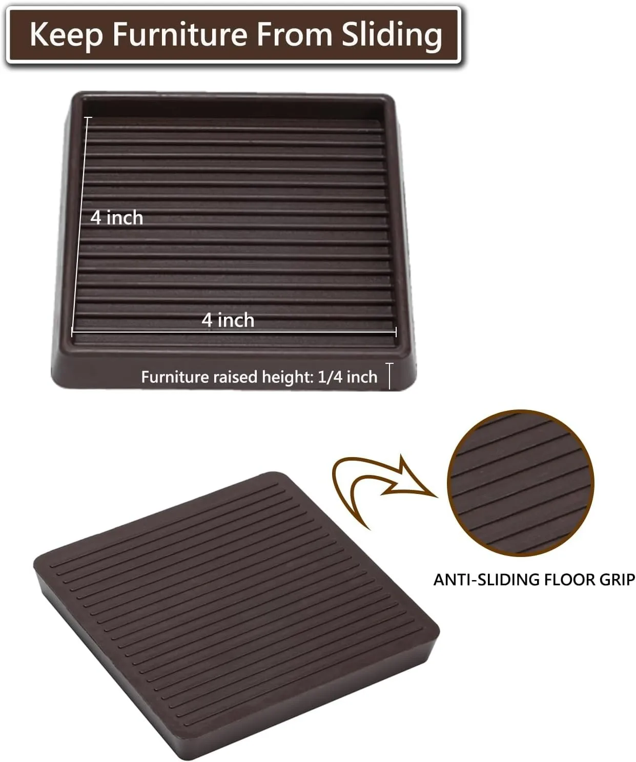 Custom Square Rubber Silicone Furniture Caster Stopper Cups With Anti-sliding Floor Grip