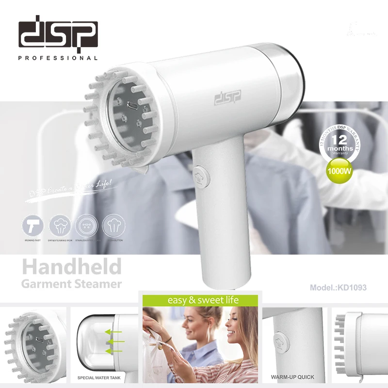 DSP 1000W Portable Cloth Steamer Heating Handheld Mini Size Clothes Travel Portable Iron Garment Steamer