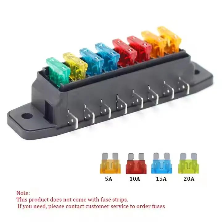 Waterproof 12V 8 Way Standard Circuit Car Fuse Box DC Electrical RV Auto Blade Fuse Block with Cover