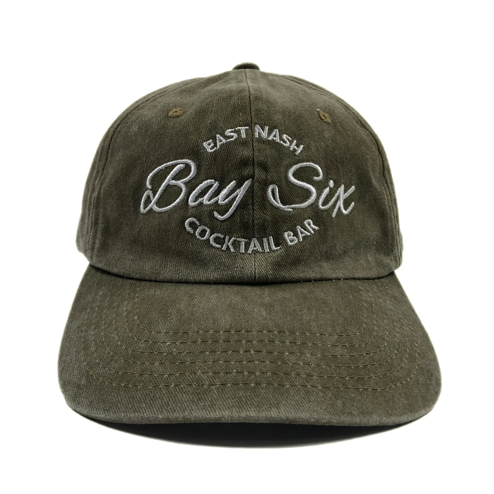 Custom logo washed green vintage dad hat High quality embroidered 6 panel baseball caps Low profile unstructured sports hats
