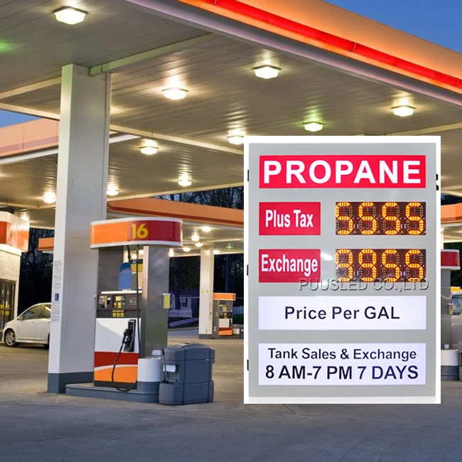 outdoor led 6inch yellow led gas sign pcb mobile led gas price changer led oil price display board for gas station