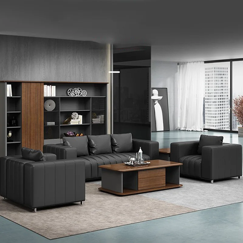 LANRAN Modern Small Black Luxury Synthetic Leather  1-seater Office Couch Sofa for Living Room