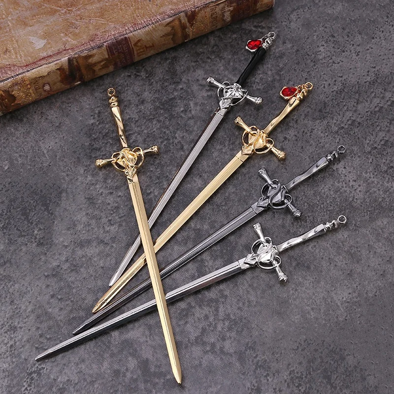 Vintage diy metal hair sticks chinese hair pin chop stick rhinestone sword hair chopsticks accessories with charms