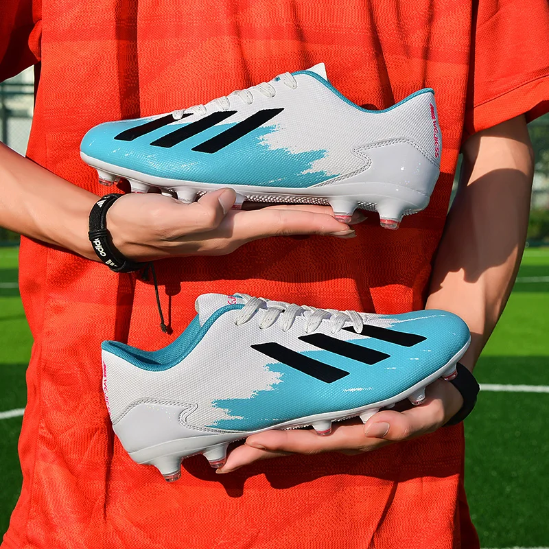 
Real Great Sportswear Football Boots Professional TF Spike Full White Breathable Soccer Shoes 