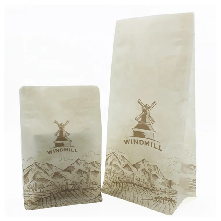 AT PACK 12oz 1kg 5lb Custom Logo  Flat Bottom Bag Recyclable Coffee Beans Packaging Bags For Coffee Shop