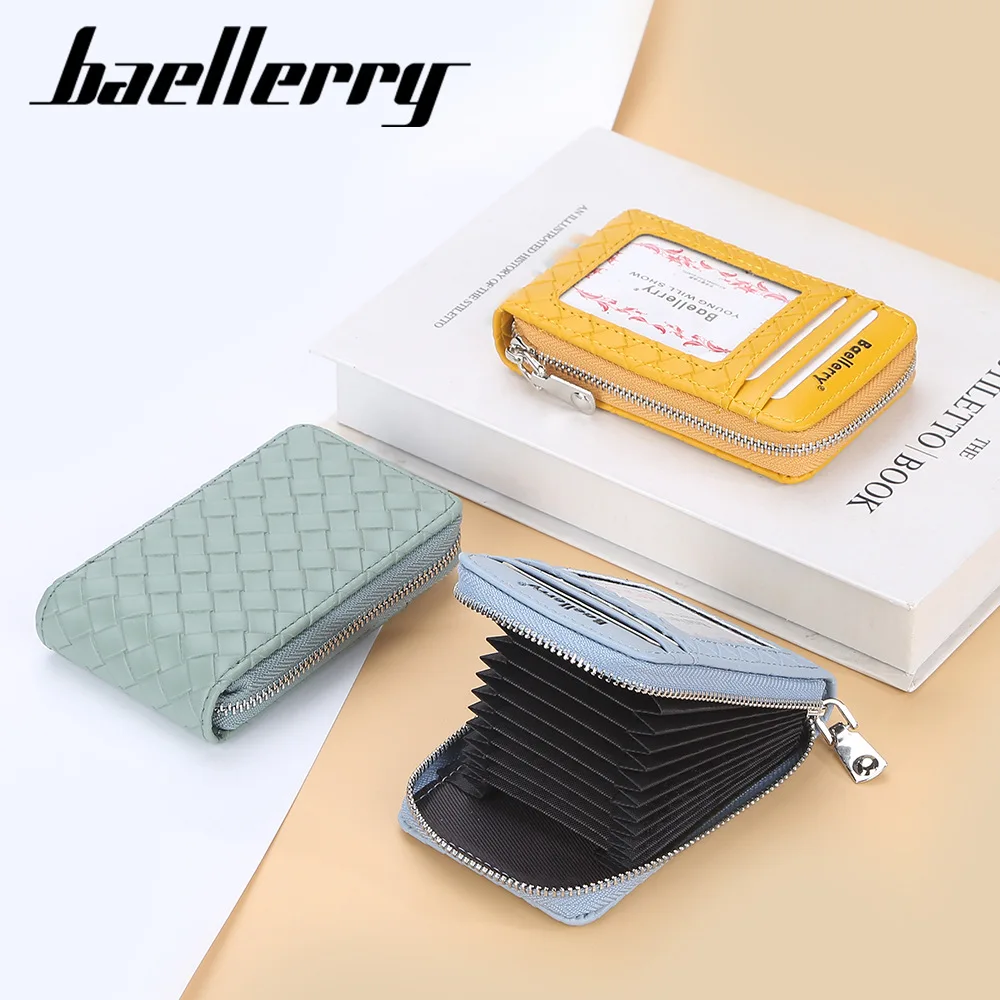 baellerry wallet 11 Card Slots Card Pack Coin Purse rfid blocking wallet pu leather card holder zipper mini wallets for ladies