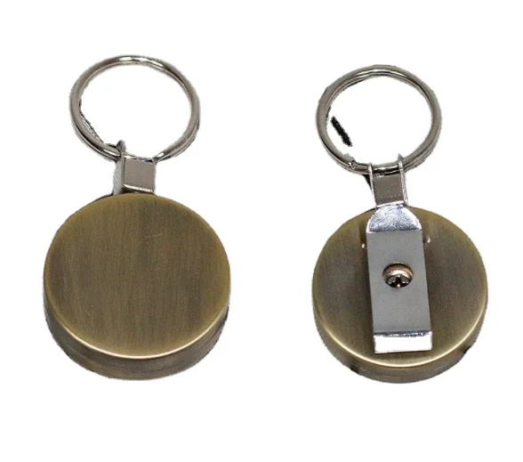 Оптовая продажа, выдвижной металлический брелок-Катушка на заказ, выдвижной брелок для ключей, ID бейдж, бирка для имени, держатель для карт