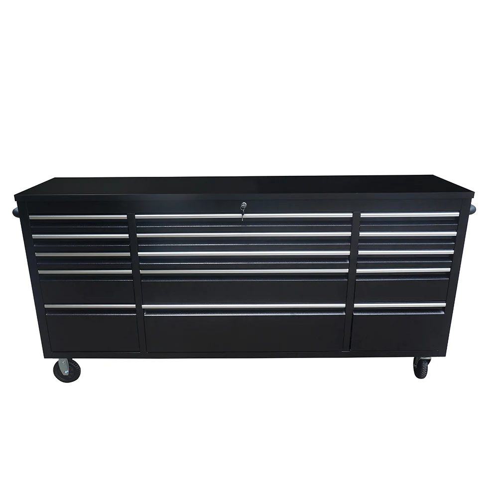 2024  72 inch 15 Drawers Tool Chest In Black Stainless Steel Tool cabinet