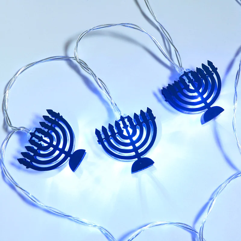 Hanukkah Decoration Hexagram Chanukah LED Lights Candles Holder Menorah Jews Judaism Synagogue Passover Shabbat Israel Ornament