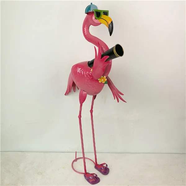 Garden Flamingo Statues and Sculptures Outdoor Metal Bird Yard Art Pink Flamingo Lawn Ornament for Patio Porch Decorations