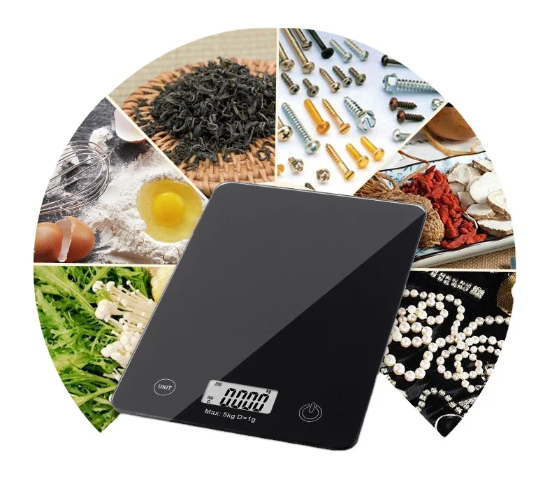 5kg tempered glass platform food kitchen scale LCD display digital kitchen scale
