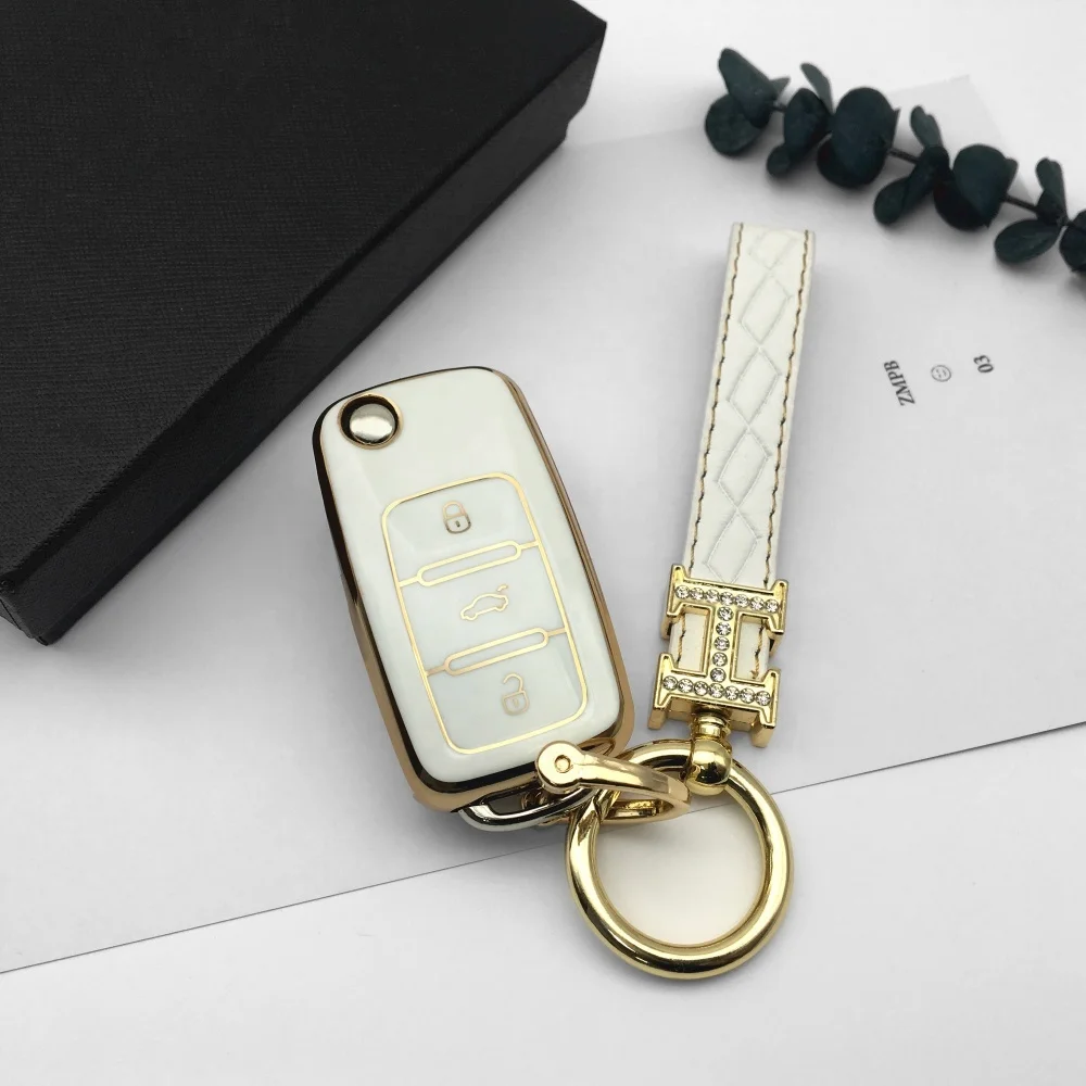 New Golden Soft Smart Hot Selling  TPU Car Key Shell High Quality Wholesale For VW TPU Car Key Cover Case