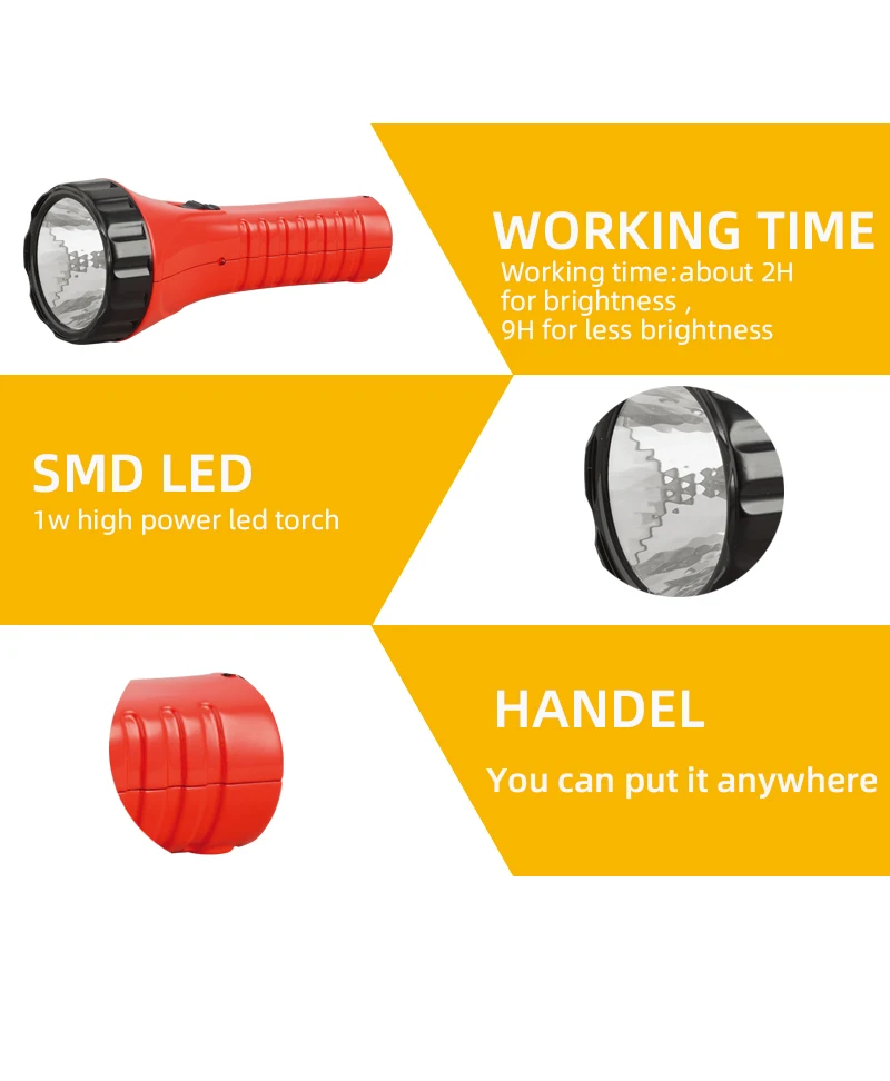 
Plastic rechargeable sealed lead-acid battery high power led torch light rechargeable 