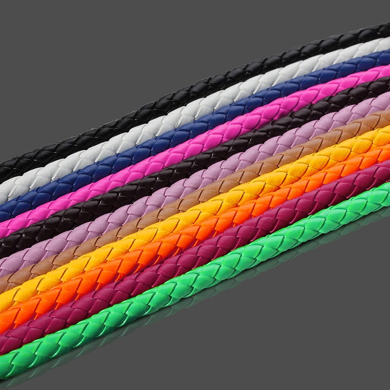 5 Meter 6mm Round Leather Cord String DIY Necklace Bracelet Making Finding Braided Braids Pu Leather Rope Jewelry Accessories