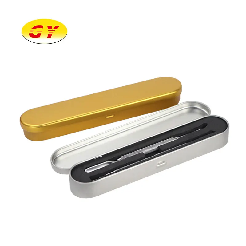 High quality hinged tin box custom black tin pen packaging metal tins with lids