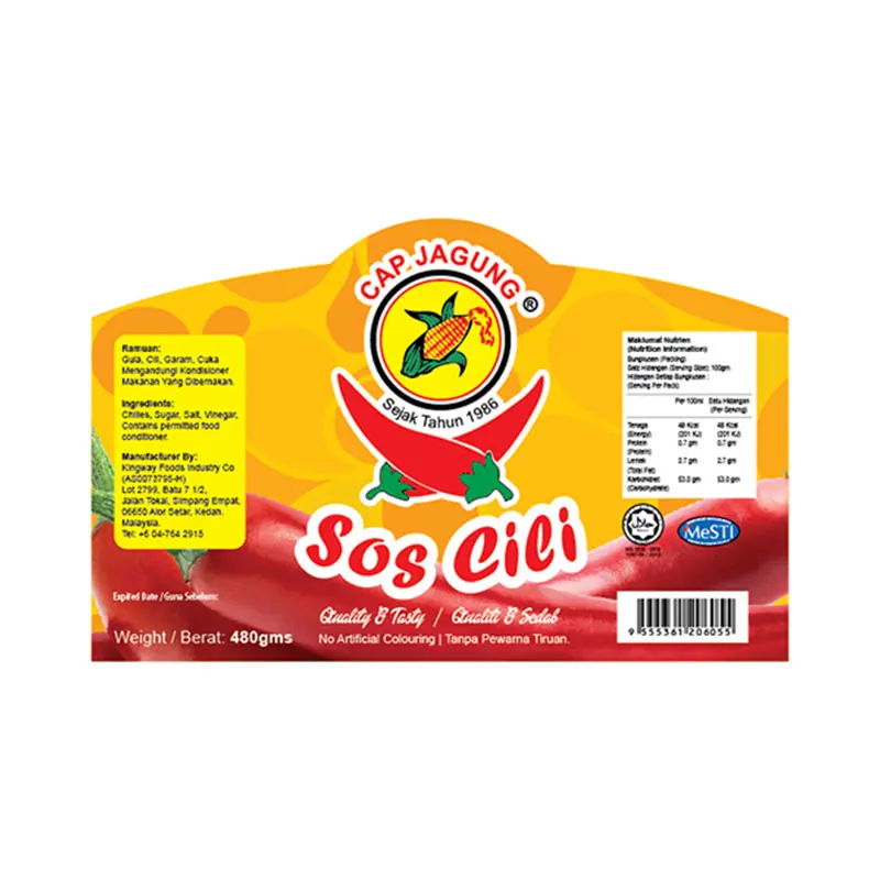 Factory price custom logo printing hot sauce food bottle vinyl labels