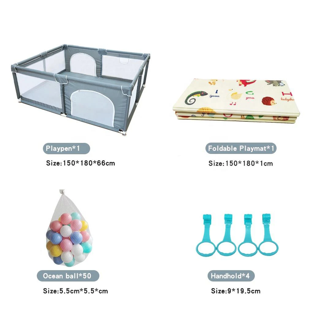 Portable Indoor Large Toddler Activity Center Children Safety Fence Foldable Fabric Baby Playpen With Gate Mat For Kids Gym