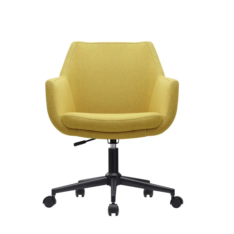 2023 trending leisure style linen fabric cushion reception area swivel office chair with wheels