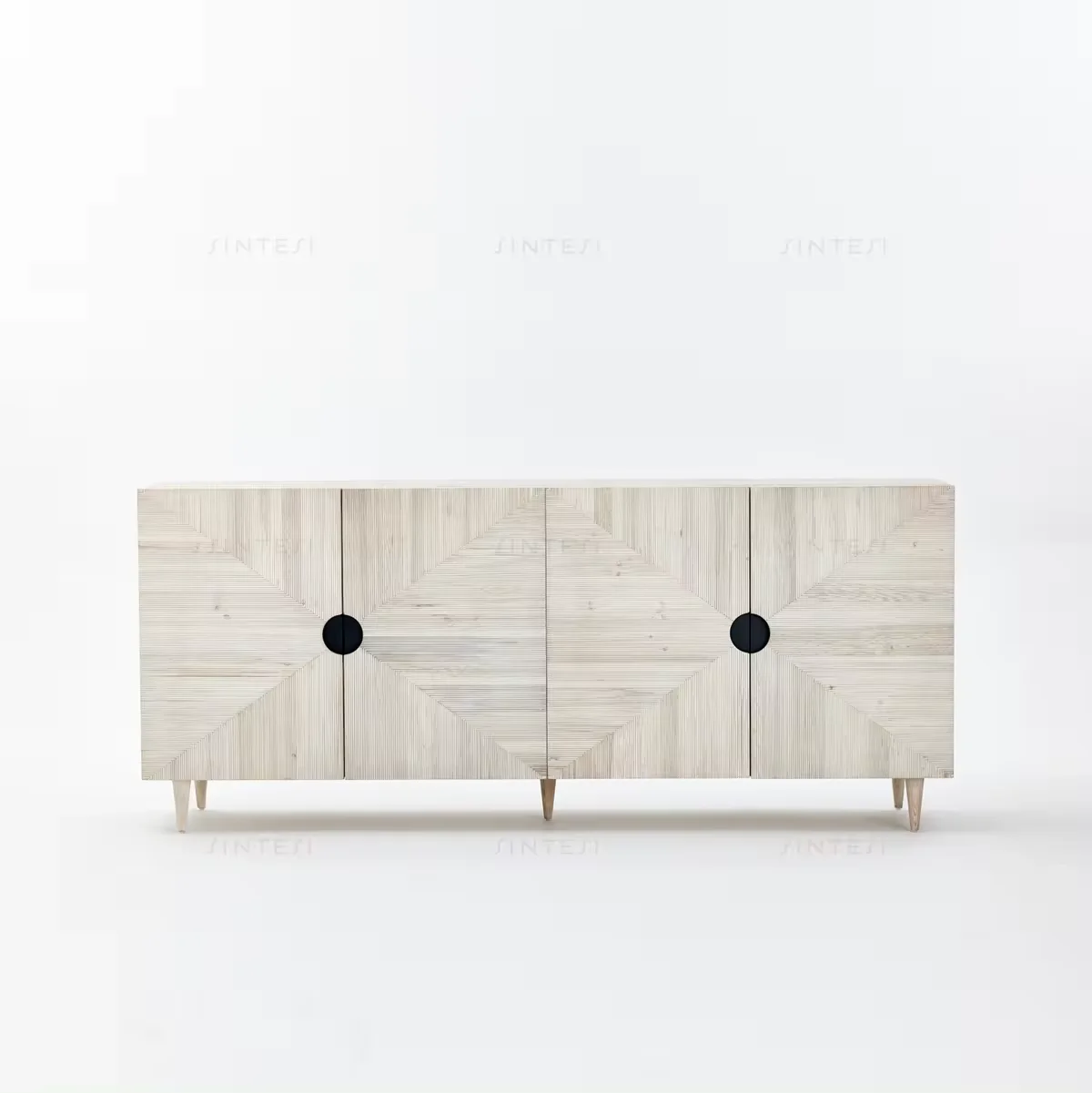 French Japandi Style Recycled Pine Wood Sideboard Japanese Design Kitchen Dining Living Room Hall Storage Cabinet Home Furniture