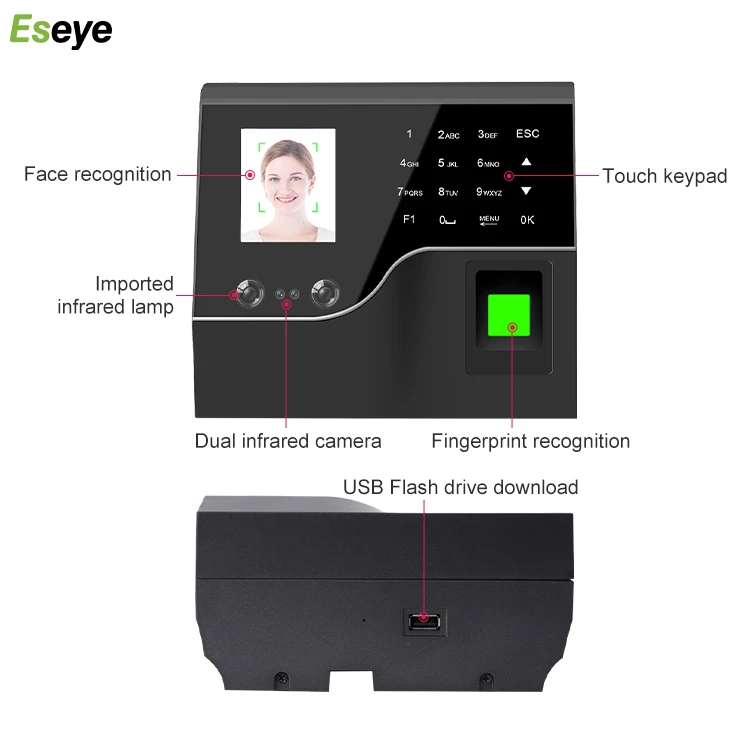 Eseye WIFI 4G Fingerprint Attendance Machine Web Time Clock in out Machine for Employees TCP USB Communication ID Card Product